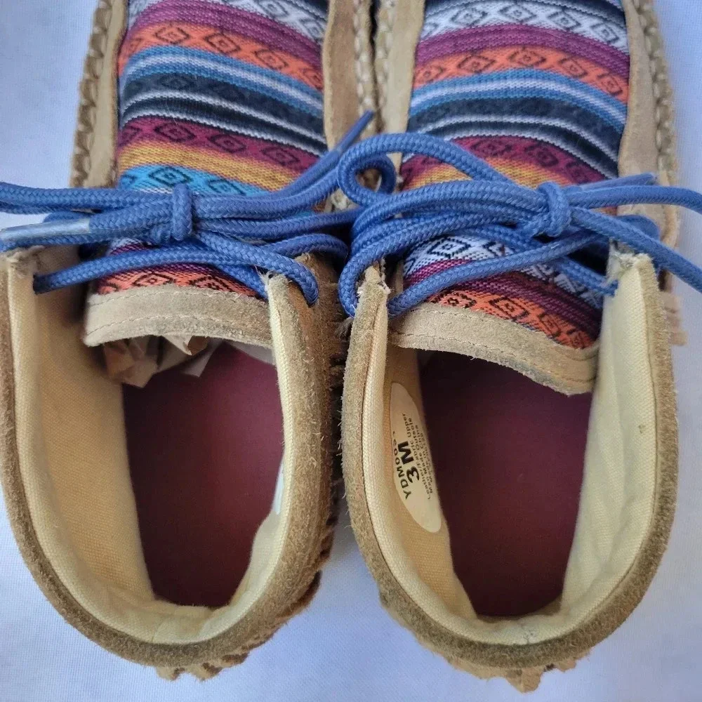 Twisted X Chukka Driving Lace-up Moccasin, Youth Size 3, Western Serape Leather